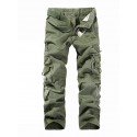 Men's Straight Cargo Pants Tactical Cargo Multi Pocket Solid Color Full Length Pants Daily Wear 100% Cotton Classic Green Black / Spring / Fall