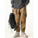 Men's Trousers Cargo Pants Zipper Drawstring Ribbon Solid Color Color Block Comfort Breathable Full Length Pants Casual Daily Chic & Modern Casual / Sporty Black Yellow Micro-elastic