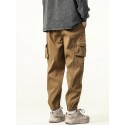 Men's Trousers Cargo Pants Zipper Drawstring Ribbon Solid Color Color Block Comfort Breathable Full Length Pants Casual Daily Chic & Modern Casual / Sporty Black Yellow Micro-elastic