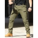 Men's Straight Pants Tactical Cargo Pocket Classic Multiple Pockets Solid Color Comfort Outdoor Full Length Pants Casual Daily Streetwear Stylish Black Army Green Micro-elastic