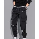 Men's Joggers Tactical Cargo Trousers Multiple Pockets Elastic Drawstring Design Solid Color Breathable Soft Pants Casual Daily Fashion Streetwear Black Blue / Elasticity