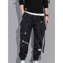 Men's Joggers Tactical Cargo Trousers Multiple Pockets Elastic Drawstring Design Solid Color Breathable Soft Pants Casual Daily Fashion Streetwear Black Blue / Elasticity