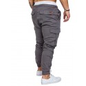 Men's Casual Streetwear Jogger Tactical Cargo Trousers Drawstring Full Length Pants Micro-elastic Solid Colored Cotton Blend Breathable Loose White Black Blue Wine Army Green S M L XL XXL