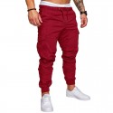 Men's Casual Streetwear Jogger Tactical Cargo Trousers Drawstring Full Length Pants Micro-elastic Solid Colored Cotton Blend Breathable Loose White Black Blue Wine Army Green S M L XL XXL
