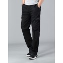 Men's Straight Cargo Pants Trousers Elastic Waist Front Zipper Multi Pocket Breathable Soft Pants Causal Daily Wear Cotton Streetwear WorkWear Deep Army Green Black
