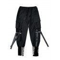 Men's Joggers Tactical Cargo Trousers Pocket Classic Multiple Pockets Solid Color Letter Comfort Outdoor Full Length Pants Casual Daily Streetwear Stylish Loose Fit Black Micro-elastic / Drawstring