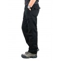 Men's Tactical Cargo Trousers Work Pants Elastic Waist Multiple Pockets Solid Color Outdoor Sports Full Length Pants Sports Work Cotton Sports Sports & Outdoors ArmyGreen Black