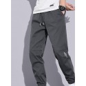 Men's Joggers Sweatpants Trousers Pocket Drawstring Multiple Pockets Solid Color Breathable Outdoor Full Length Pants Casual Daily Stylish Casual Black Light gray Micro-elastic