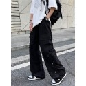 Men's Trousers Cargo Pants Drawstring Elastic Waist Solid Color Comfort Breathable Pants Casual Daily Sports Fashion Black Army Green Micro-elastic / Elasticity