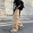 Men's Trousers Cargo Pants Drawstring Elastic Waist Solid Color Comfort Breathable Pants Casual Daily Sports Fashion Black Army Green Micro-elastic / Elasticity