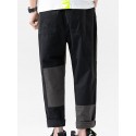 Men's Straight Tactical Cargo Trousers Patchwork Elastic Drawstring Design Patchwork Breathable Soft Pants Casual Daily Cotton Fashion Streetwear Loose Fit ArmyGreen Dark Blue / Elasticity