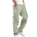 Men's Straight Trousers Parachute Pants Multi Pocket Solid Color Comfort Breathable Pants Casual Daily Fashion Streetwear Green Black