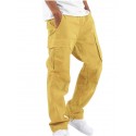 Men's Straight Trousers Parachute Pants Multi Pocket Solid Color Comfort Breathable Pants Casual Daily Fashion Streetwear Green Black