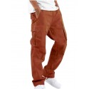 Men's Straight Trousers Parachute Pants Multi Pocket Solid Color Comfort Breathable Pants Casual Daily Fashion Streetwear Green Black