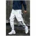 men's streetwear harajuku pants hip-hop jogging sports pure cotton men's long trousers joggers cargo pants with multi-pockets letter embroidery pattern