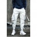 men's streetwear harajuku pants hip-hop jogging sports pure cotton men's long trousers joggers cargo pants with multi-pockets letter embroidery pattern