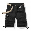 Men's Shorts Cargo Pants Multi Pocket Solid Color Breathable Soft Knee Length Pants Casual Daily Cargo Shorts Casual Black Blue Micro-elastic / Spring / Summer