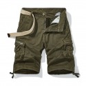 Men's Shorts Cargo Pants Multi Pocket Solid Color Breathable Soft Knee Length Pants Casual Daily Cargo Shorts Casual Black Blue Micro-elastic / Spring / Summer