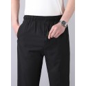 Men's Pants Pocket Solid Color Comfort Breathable Full Length Pants Daily Sports Stylish Casual / Sporty Black Khaki Micro-elastic / Summer