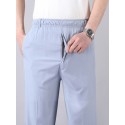 Men's Pants Pocket Solid Color Comfort Breathable Full Length Pants Daily Sports Stylish Casual / Sporty Black Khaki Micro-elastic / Summer