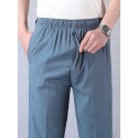 Men's Pants Pocket Solid Color Comfort Breathable Full Length Pants Daily Sports Stylish Casual / Sporty Black Khaki Micro-elastic / Summer