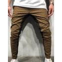 Men's Chinos Trousers Pocket Elastic Drawstring Design Lattice Breathable Soft Pants Casual Daily Fashion Streetwear Green White Micro-elastic