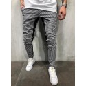 Men's Chinos Trousers Pocket Elastic Drawstring Design Lattice Breathable Soft Pants Casual Daily Fashion Streetwear Green White Micro-elastic