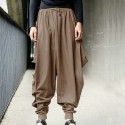 Men's Harem Baggy Baggy Elastic Waist Elastic Drawstring Design Solid Color Breathable Lightweight Full Length Pants Casual Daily Cotton Casual Hip-Hop ArmyGreen Black Micro-elastic / Elasticity