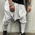 Men's Harem Baggy Solid Color Breathable Lightweight Full Length Pants Casual Daily Cotton Casual Hip-Hop Green White Micro-elastic