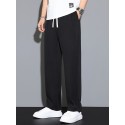 Men's Culottes Wide Leg Elastic Waist Wide Leg Elastic Drawstring Design Plain Solid Colored Quick Dry Lightweight Full Length Pants Home Daily Trousers Hip-Hop Loose Fit White Black Micro-elastic