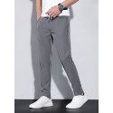 Men's Straight Trousers Pocket Elastic Drawstring Design Solid Color Comfort Soft Pants Casual Daily Fashion Streetwear Green Black