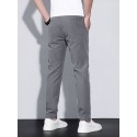 Men's Straight Trousers Pocket Elastic Drawstring Design Solid Color Comfort Soft Pants Casual Daily Fashion Streetwear Green Black