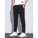 Men's Straight Trousers Pocket Elastic Drawstring Design Solid Color Comfort Soft Pants Casual Daily Fashion Streetwear Green Black