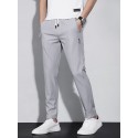 Men's Straight Trousers Pocket Elastic Drawstring Design Solid Color Comfort Soft Pants Casual Daily Fashion Streetwear Green Black