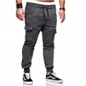 foreign trade hot sale autumn and winter new men's pleated stitching fitness pants side large pocket sports pants casual pants men