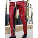 Men's Chinos Trousers Pocket Elastic Drawstring Design Lattice Breathable Soft Pants Casual Daily Fashion Streetwear Red Micro-elastic