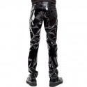 Men's Pants Pocket Solid Color Full Length Pants Going out Weekend Artificial Leather Streetwear Stylish Black Inelastic / Winter