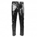 Men's Pants Pocket Solid Color Full Length Pants Going out Weekend Artificial Leather Streetwear Stylish Black Inelastic / Winter