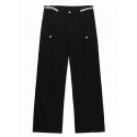 Men's Straight Trousers Cargo Pants Multi Pocket Solid Color Comfort Breathable Pants Casual Daily Cotton Blend Sports Fashion Black Beige Micro-elastic