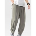 Men's Joggers Sweatpants Trousers Pocket Elastic Drawstring Design Solid Color Breathable Soft Pants Casual Daily Fashion Streetwear Green Black / Elasticity