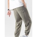 Men's Joggers Sweatpants Trousers Pocket Elastic Drawstring Design Solid Color Breathable Soft Pants Casual Daily Fashion Streetwear Green Black / Elasticity