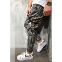men's casual drawstring waist taper leg plaid jogger harem sweatpants (medium, red)