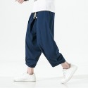 Men's Culottes Wide Leg Bloomers Pocket Elastic Waist Solid Color Comfort Breathable Pants Casual Daily Streetwear Chinese Style Green Black / Summer / Elasticity