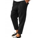 Men's Straight Trousers Winter Pants Drawstring Elastic Waist Solid Color Comfort Breathable Pants Casual Daily Corduroy Sports Fashion Loose Fit Green Black Micro-elastic / Elasticity