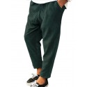 Men's Straight Trousers Winter Pants Drawstring Elastic Waist Solid Color Comfort Breathable Pants Casual Daily Corduroy Sports Fashion Loose Fit Green Black Micro-elastic / Elasticity
