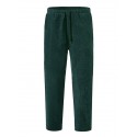 Men's Straight Trousers Winter Pants Drawstring Elastic Waist Solid Color Comfort Breathable Pants Casual Daily Corduroy Sports Fashion Loose Fit Green Black Micro-elastic / Elasticity