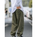 Men's Joggers Trousers Winter Pants Drawstring Elastic Waist Solid Color Comfort Breathable Pants Casual Daily Corduroy Sports Fashion Green Black Micro-elastic / Elasticity