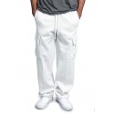 Men's Solid Fleece Heavyweight Cargo Pants Sweatpants Men Loose Sports Trousers Plus Size Cargo Stretch Pants with Pockets