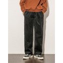 Men' s Loose Elastic Waist Corduroy Sweatpants Fall Wide Leg Pants Stretch Trousers Brown