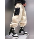 Men's Sweatpants Joggers Trousers Drawstring Elastic Waist Front Pocket Color Block Comfort Warm Pants Casual Daily Cotton Blend Fashion Streetwear White / Elasticity